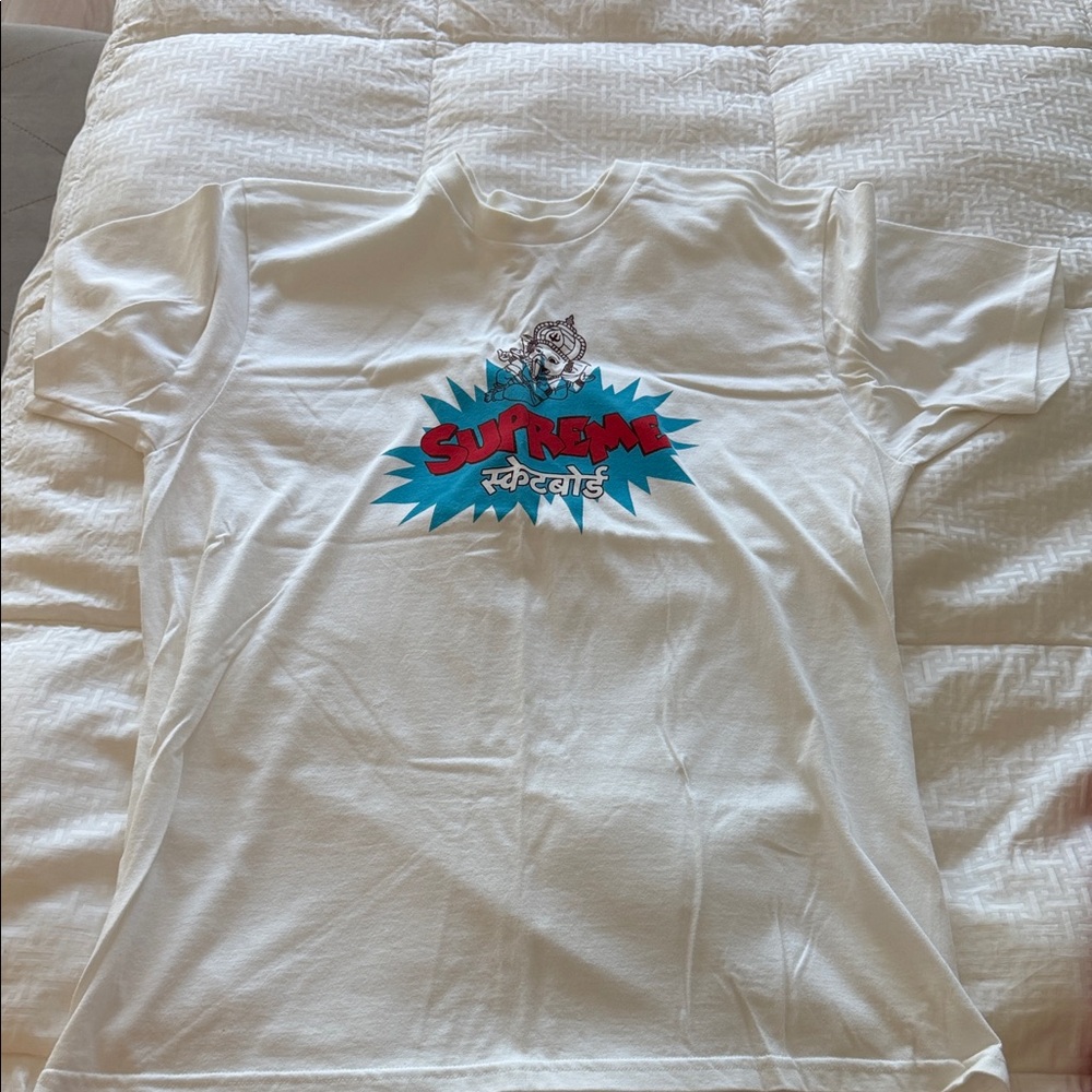 Supreme White and Blue Graphic Tee